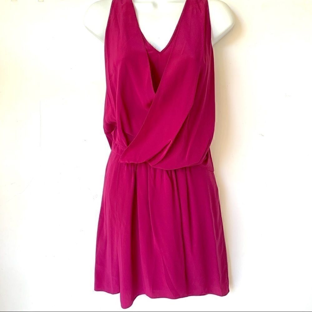 ELIZABETH AND JAMES FUSCHIA SILK FLOWY SHORT DRESS